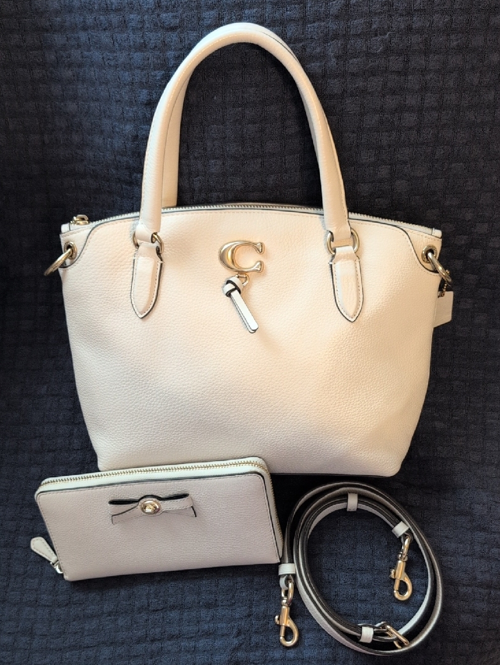 Coach Remi Pebbled Leather Satchel Bag w/Matching Wallet